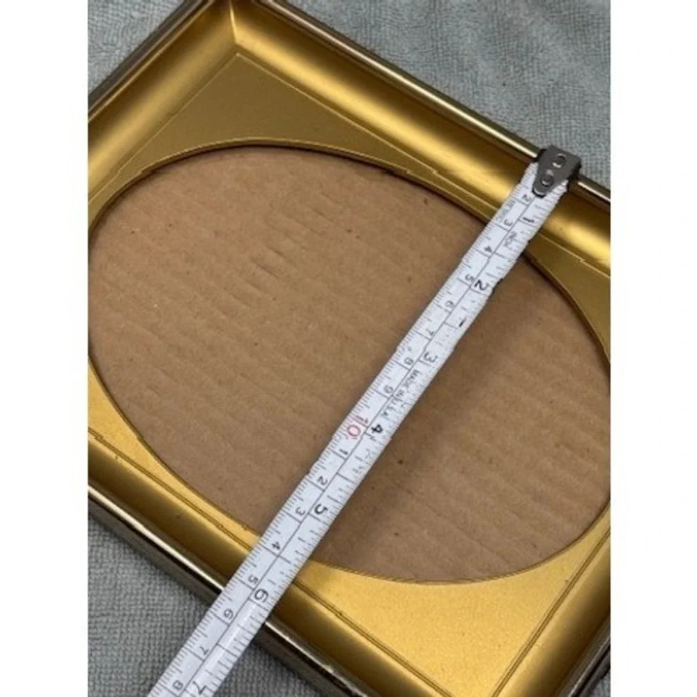 Vintage Gold Tone Embossed Rectangular Picture Frame with Oval Opening 8x6